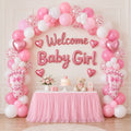 45 Pcs Welcome Baby Girl Decoration Kit – Pink White Balloons