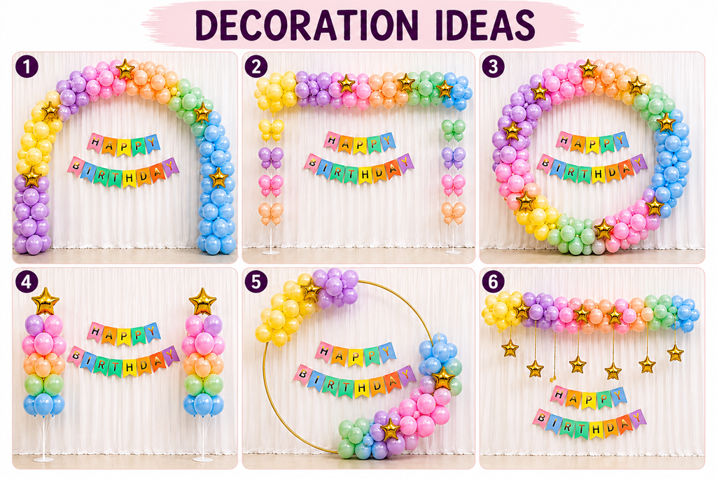 65 Pcs Pastel Rainbow Birthday Decoration Kit with Balloon Arch image 2
