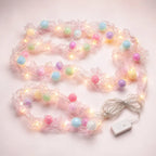 Pastel Pom Pom LED String Light with Pink Mesh – Warm White Fairy Lights for Home & Room Décor image 0