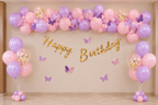 109 Pcs Butterfly Birthday Balloon Arch Kit – Pink & Purple image 0