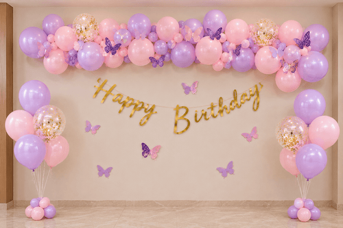 109 Pcs Butterfly Birthday Balloon Arch Kit – Pink & Purple image 0