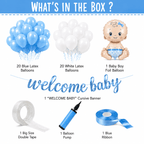 45 Pcs Welcome Baby Boy Decoration Kit – Blue White Balloons image 1
