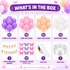 75 Pcs Pastel Butterfly Birthday Decoration Kit – Pink Purple Peach