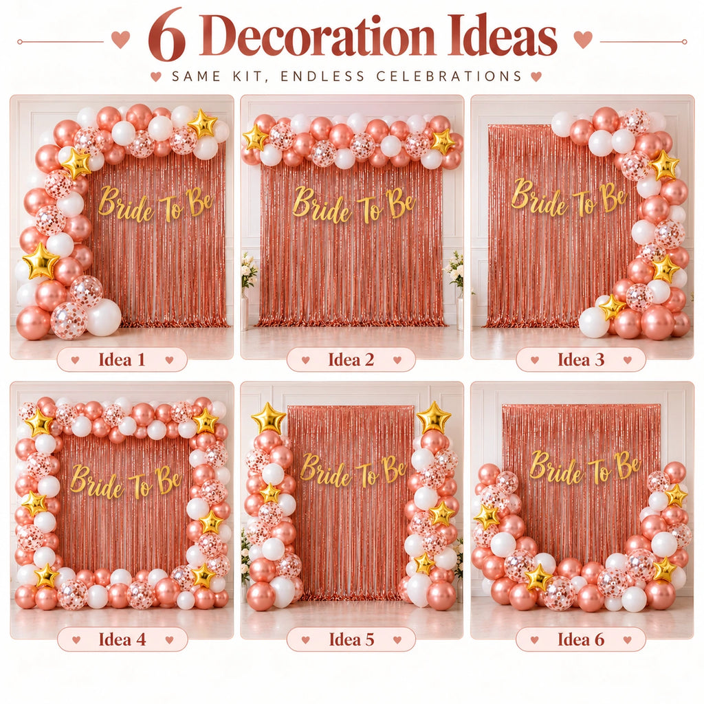 51 Pcs Bride To Be Decoration Kit – Rose Gold Bridal Shower Set