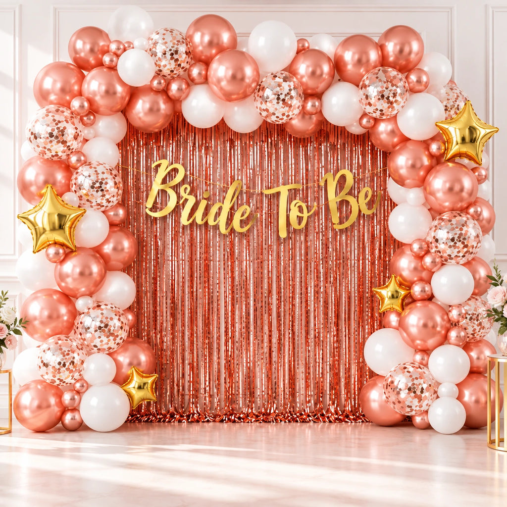 51 Pcs Bride To Be Decoration Kit – Rose Gold Bridal Shower Set