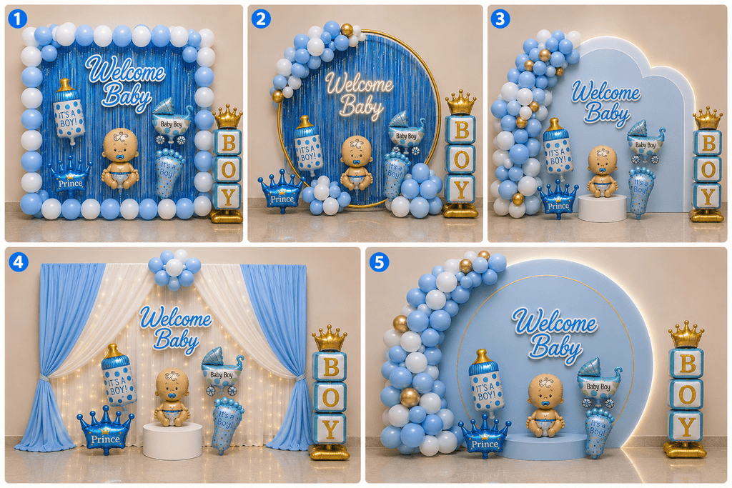 71 Pcs Welcome Baby Boy Decoration Kit – Blue White Combo image 2