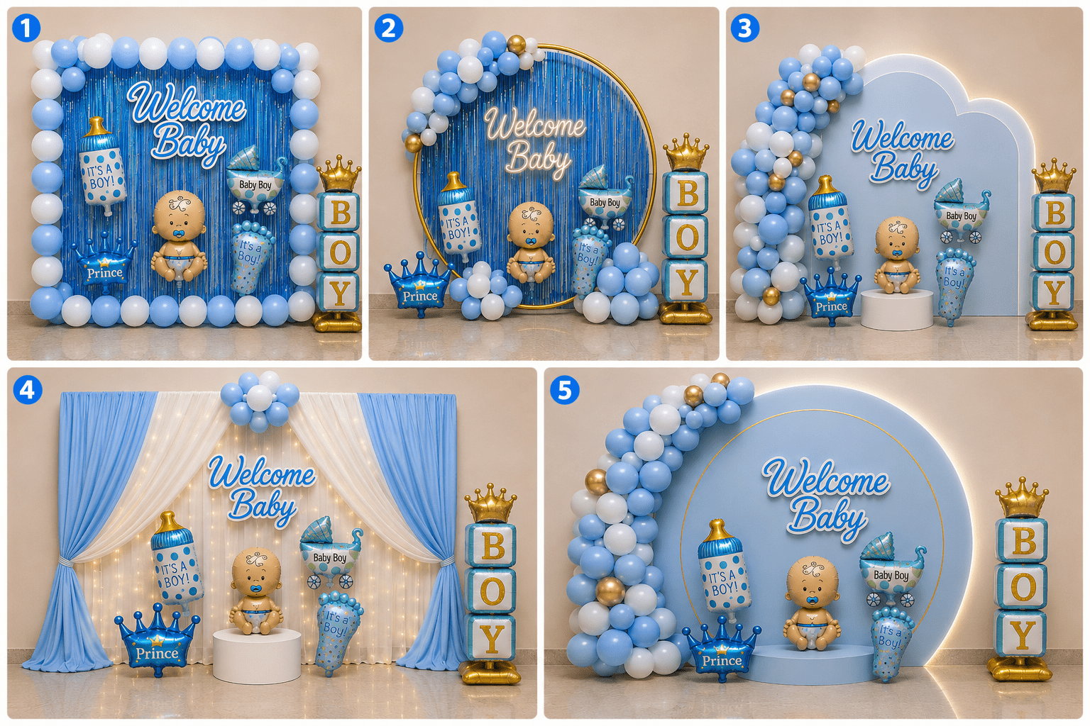 71 Pcs Welcome Baby Boy Decoration Kit – Blue White Combo image 2