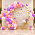 75 Pcs Pastel Butterfly Birthday Decoration Kit – Pink Purple Peach