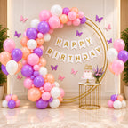 75 Pcs Pastel Butterfly Birthday Decoration Kit – Pink Purple Peach