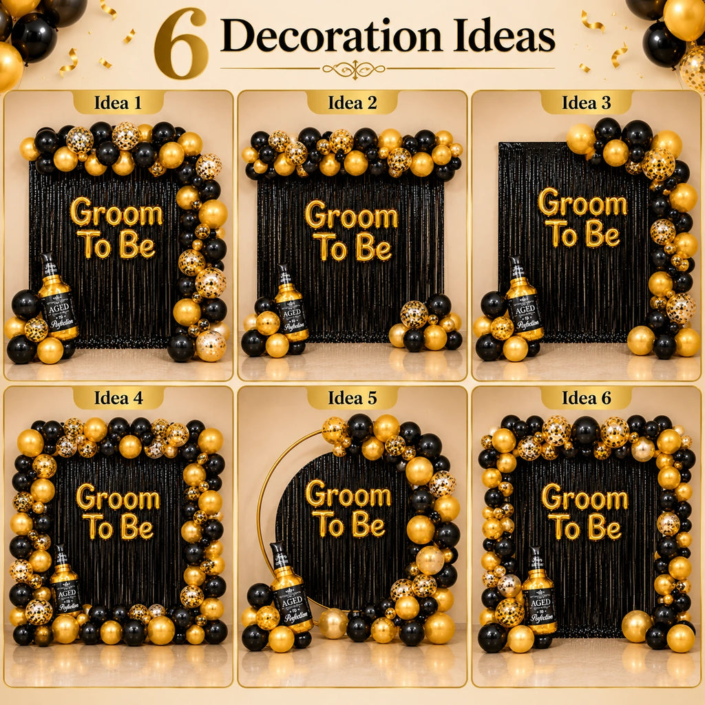 51 Pcs Groom To Be Decoration Kit – Black & Gold Balloons