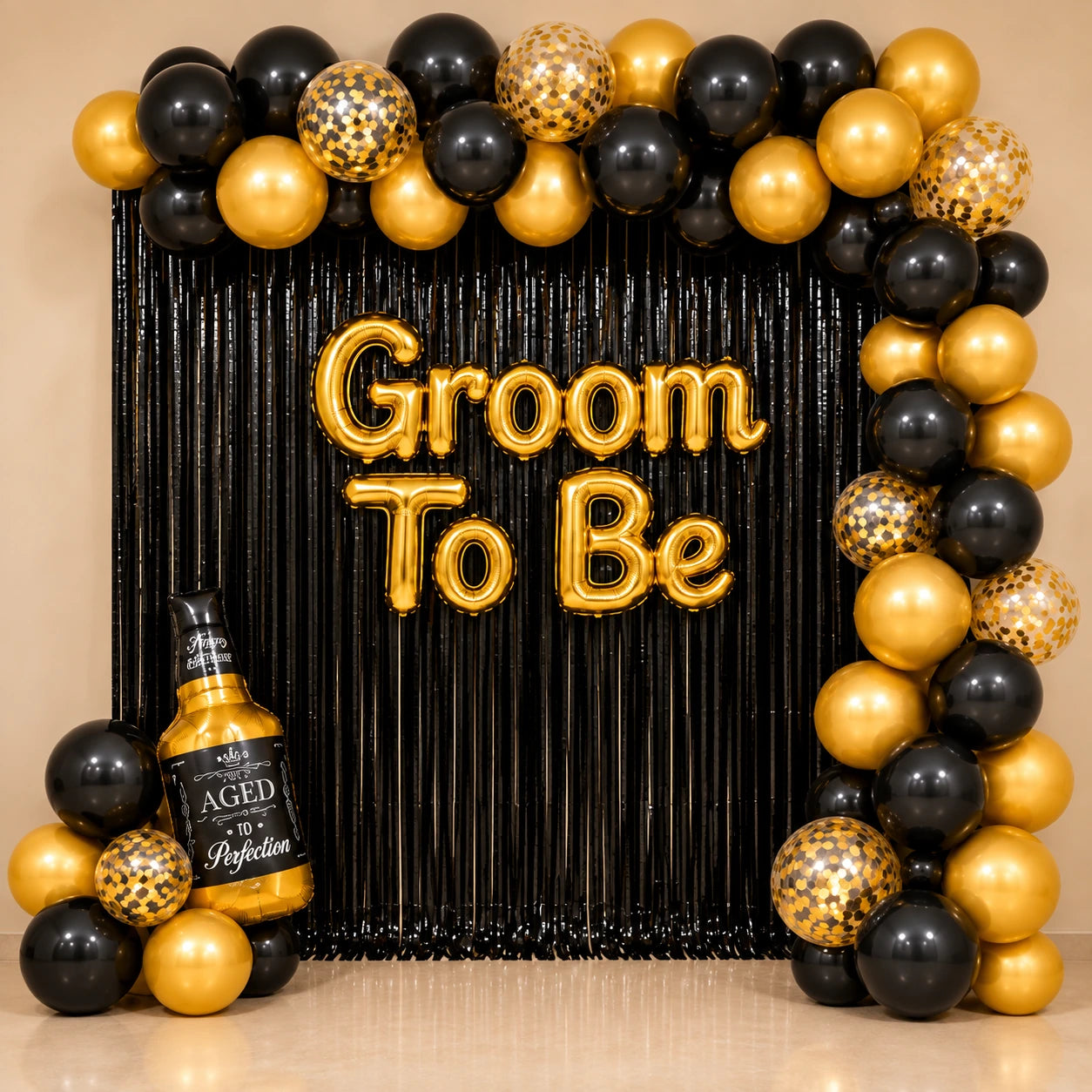 51 Pcs Groom To Be Decoration Kit – Black & Gold Balloons