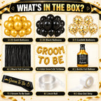51 Pcs Groom To Be Decoration Kit – Black & Gold Balloons