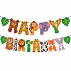 Jungle animal Happy Birthday banner for kids birthday decoration