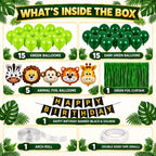 39 Pcs Jungle Theme Birthday Decoration Kit with Animal Balloons