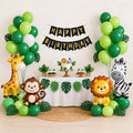 39 Pcs Jungle Theme Birthday Decoration Kit with Animal Balloons