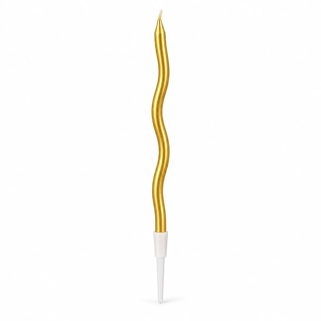 Metallic Curly Birthday Candles with Holders – 6 Pcs