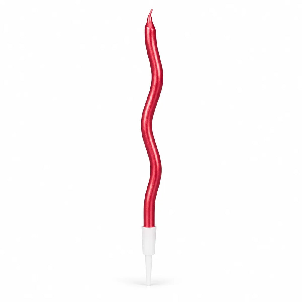 Metallic Curly Birthday Candles with Holders – 6 Pcs