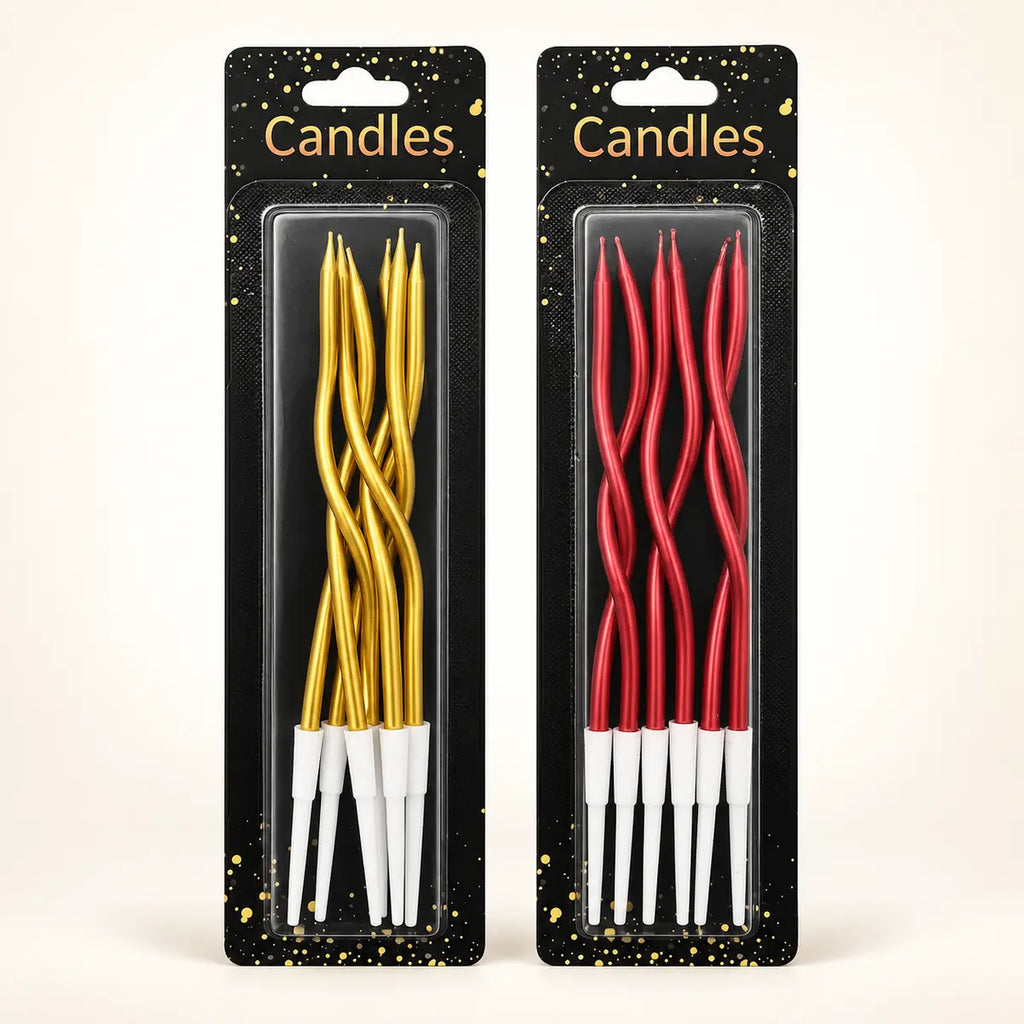 : Partyora metallic curly birthday candles 6 pcs in Gold and Red