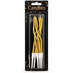 Metallic Curly Birthday Candles with Holders – 6 Pcs