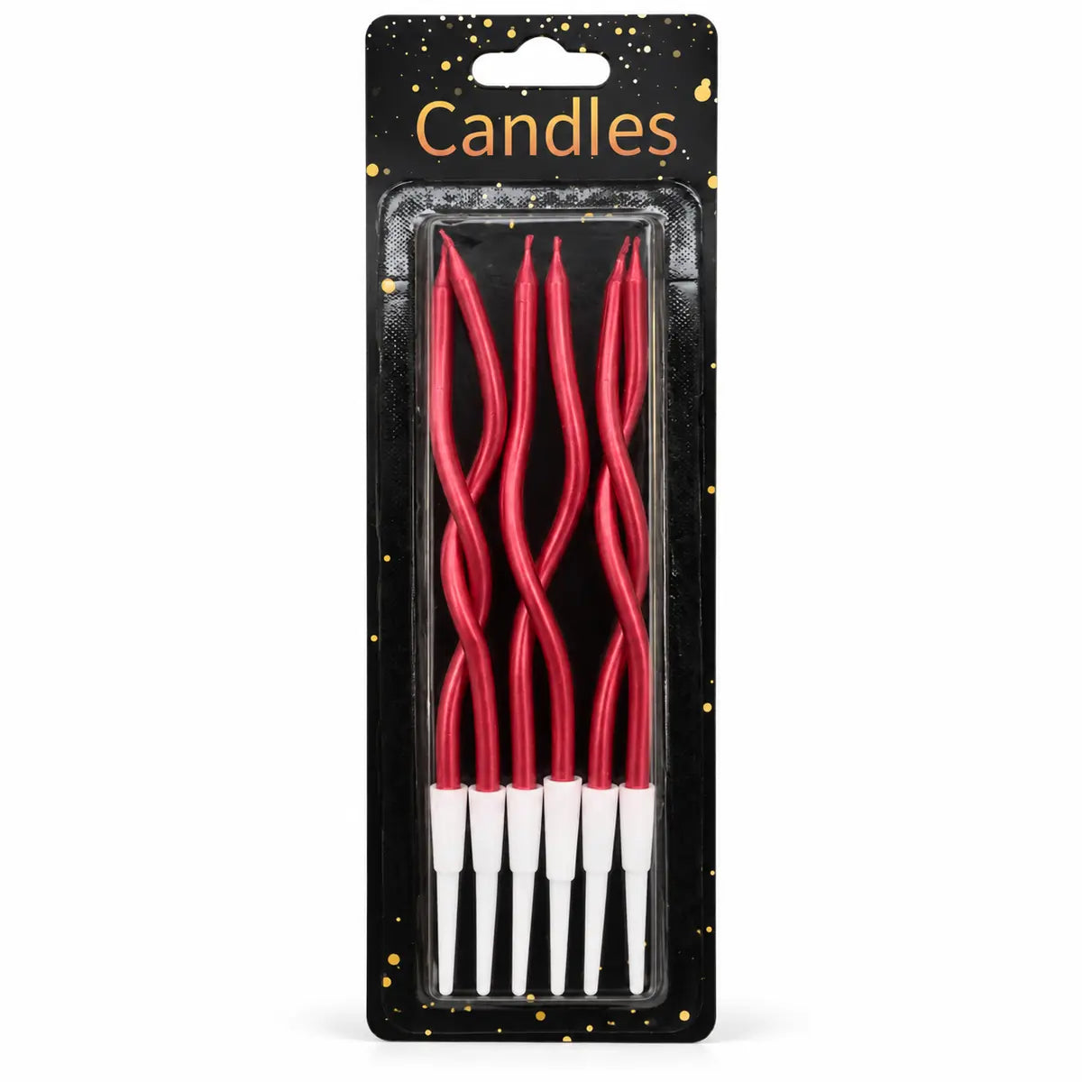 Metallic Curly Birthday Candles with Holders – 6 Pcs