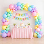65 Pcs Pastel Rainbow Birthday Decoration Kit with Balloon Arch