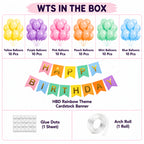 65 Pcs Pastel Rainbow Birthday Decoration Kit with Balloon Arch