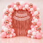74 Pcs Pink Rose Gold Birthday Decoration Kit with Balloon Garland