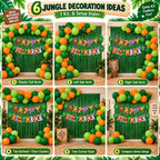 Six jungle birthday decoration ideas using the same DIY balloon decoration kit