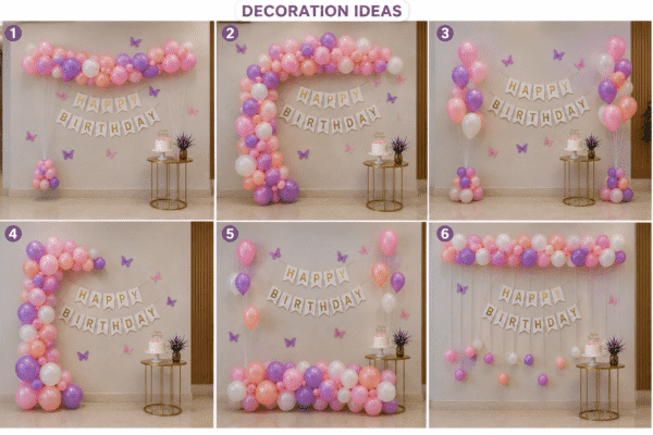 "6 Pastel Butterfly Birthday Decoration Ideas with Balloon Garland, Happy Birthday Banner and Butterfly Wall Decor"