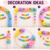6 pastel rainbow birthday decoration ideas with colorful balloon arch, Happy Birthday banner and party backdrop setups