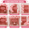 6 Decoration Ideas Using Pink Rose Gold Birthday Decoration Kit with Balloon Garland and Foil Curtain Backdrop