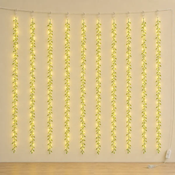 Green Leaf LED Light for Ganpati Decoration Green leaf LED light framing Ganpati decoration on three sides