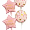 Pink Star and Polka Dot Foil Balloons Pink Happy Birthday star and polka dot foil balloons set
