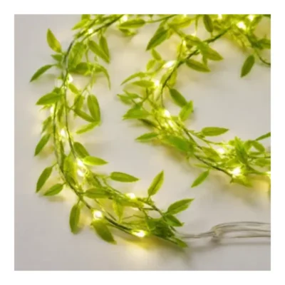 Green Leaf Curtain LED Light with 10 Hanging Strings – Warm White