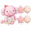 Pink Elephant Foil Balloon Set – 5 Pcs Pink elephant foil balloon set for kids birthday decoration – 5 pcs