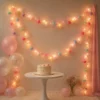 pink-pom-pom-led-birthday-decoration Pastel Pom Pom LED String Light with Pink Mesh – Warm White Fairy Lights for Home & Room Décor
