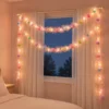 pink-pom-pom-led-window-decoration Pastel Pom Pom LED String Light with Pink Mesh – Warm White Fairy Lights for Home & Room Décor